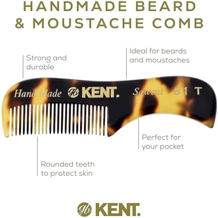 Kent 81T TY (2.8) Pocket Comb - Fine Tooth Beard, Mustache, and Grooming Comb for Travel Styling Kit