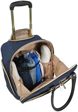 Kenneth Cole REACTION Chelsea 2-Piece Bundle - 17" 4-Wheel Spinner Underseat Carry-On Luggage & Matching 15" Laptop Backpack, Navy