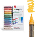 KINGART Acrylic Paint Markers Brush Tip, 12 Vintage Colors. Water-based, no-bleed, waterproof pens with automatic ink control for rock, egg, wood, fabric, glass & DIY crafts