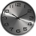 Clockswise Modern Decorative Aluminum Round Wall Clock for Living Room, Kitchen, Dining Room, Silver