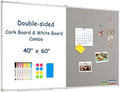 Large White Board Dry Erase Foldable Bulletin Board Combo 60x40 for Wall