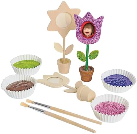 Colorations Wooden Flower Pot Picture Frames, Set of 12, Ages 4+, PreK+ | Kids' Keepsake Craft for Mother's/Father's Day, Birthdays or Holidays, Personalize and Decorate Each Frame