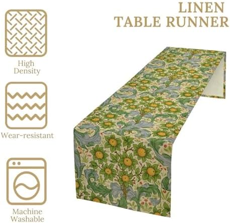 William Morris Original Design Green Table Runner Vintage Floral Table Runner for Dining Table Decor 13 x 70 Inch