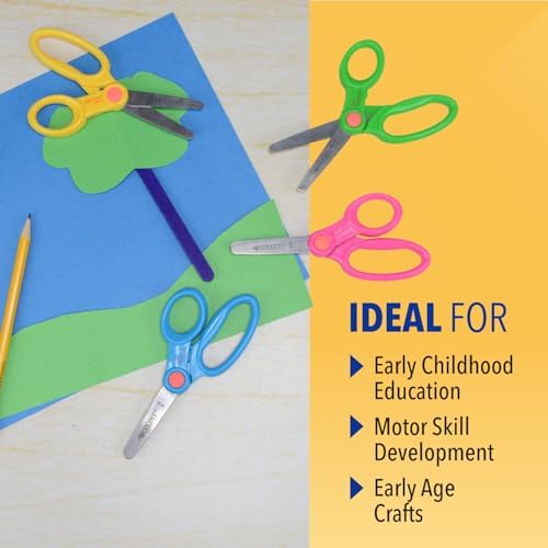 Westcott Right- and Left-Handed Scissors For Kids Ages 4-8 - Back to School Essentials, Classroom Must Haves, Art Supplies - 5-Inch Blunt Safety Scissors - Assorted Colors - 12 Pack