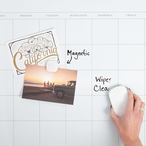 U Brands Magnetic Dry Erase Calendar White Board, 16" x 20", Silver Aluminum Frame, Includes Magnet and Marker