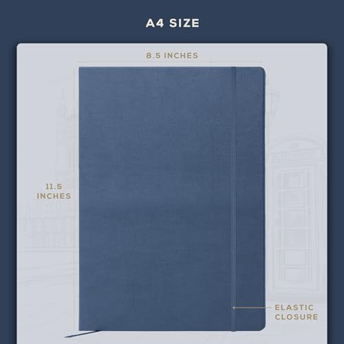 BEECHMORE BOOKS A4 8.5x11.5 Lined Leather Journal For Men 120 GSM, Gift Box