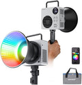 NEEWER HB80C RGBWW LED Video Light with Built-in 72Wh Battery & 100W PD Fast Charging, 80W Mini RGB COB Continuous Output Lighting Bowens Mount Handheld Spotlight 2500K-7500K, 10400lux/m, 18 Effects
