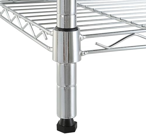 Amazon Basics 5-Shelf Tower Adjustable Storage Shelving Unit, Chrome, 16" x 16" x 54", 150 lbs Per Shelf