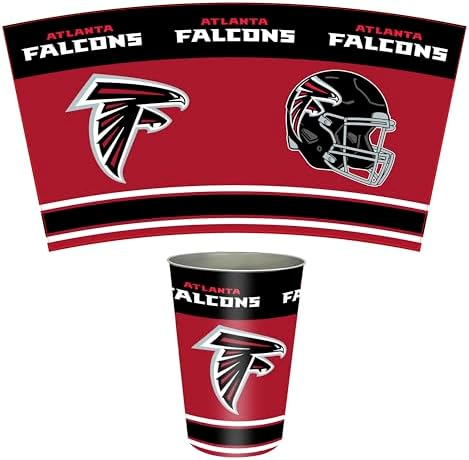 FANMATS 34610 NFL - Atlanta Falcons Wastebasket | Red | 15"x10.5"x10.5" | Primary Logo, Helmet, & Wordmark