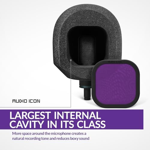 Soundbox Vocal Recording Isolation Booth | Portable Microphone Shield, Pop Filter for Studio-Quality Sound | Singing, Podcasting, Acoustic High-Density Foam Ball, Mic Soundproof Box (Twilight Purple)