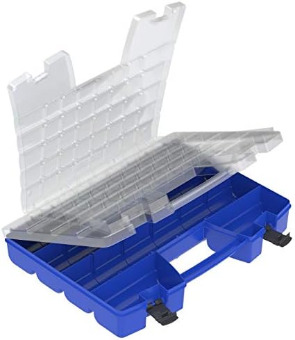 Akro-Mils 06318 Multi Compartment Hardware and Crafts Portable Organizer Storage Case, (18-Inch x 13-Inch x 4-Inch), Blue