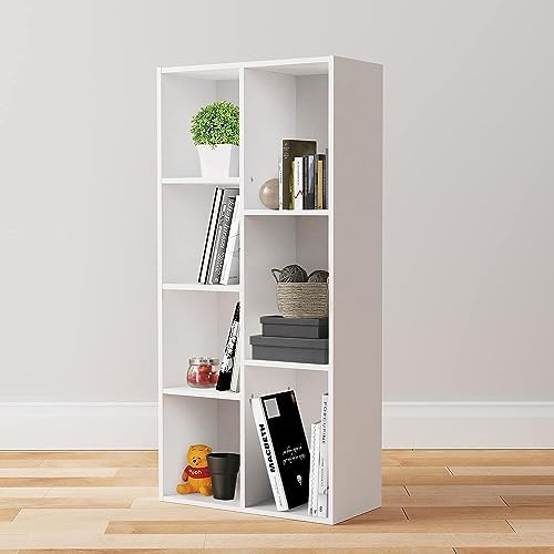 Amazon Basics 7 Cube Organizer Bookcase, Storage Shelf for Home and Office, Display Storage Organizer, Sturdy with Easy Assembly, 9.25"D x 19.49"W x 41.73"H, White