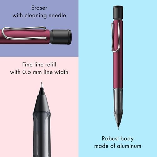 LAMY AL-star black purple - Mechanical Pencil with transparent, ergonomic grip & lightweight aluminum body - including LAMY M 41 fine line refill 0.5 mm & eraser tip