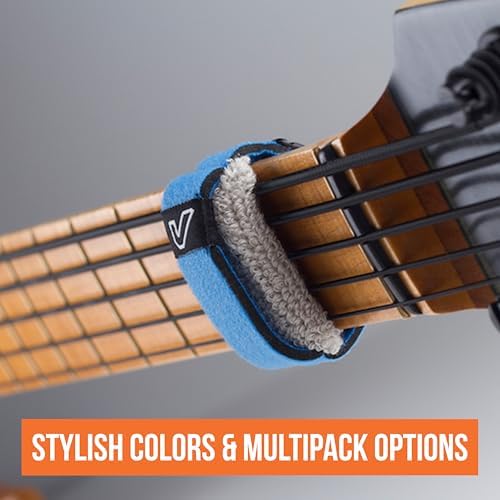 Gruv Gear Fret Wrap & Guitar Mute, Fretwrap for Acoustic, Electric & Bass | String Dampener Recording, Tapping & Practice Accessory (3 Pack, Large Blue, Fits 6 String Bass, 8 String Guitar)