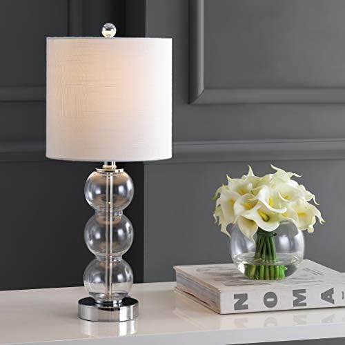 JONATHAN Y February 21" Stacked Sphere Table Lamp, Clear/Chrome