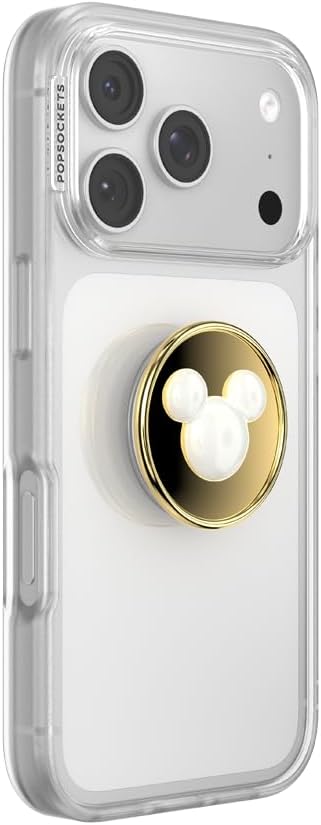 PopSockets Adhesive Phone Grip, Holder- Pearl Mickey | Secure Comfortable Hold, Anti-Drop, Kickstand, Disney, Mickey Mouse, Minnie, Enamel, Designs