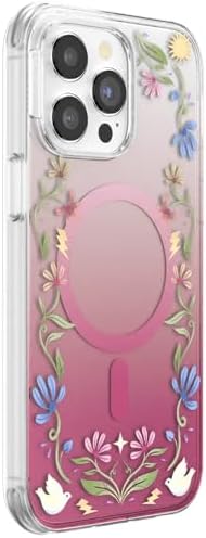 PopSockets iPhone 14 Pro Max Phone Case with MagSafe, Wireless Charging Compatible, Disney - Boho Wildflowers Maroon