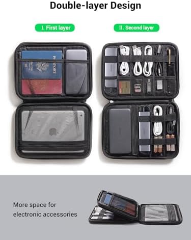 UGREEN Electronic Organizer Travel Cable Organizer Storage Bag for Data Cables, USB C Charger, SD Card, Hard Drive, Charging Cord, Mouse, Power Bank, Phone, Power Adapter Plug Electronics Accessories