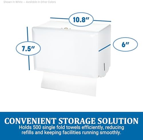 SANT1800WH - Standard Key-Lock Singlefold Towel Dispenser, Steel, 10 3/4 X 6 X 7 1/2, White