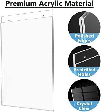 MaxGear Acrylic Wall Mount Sign Holder, 11 x 17 Vertical, 6 Pack