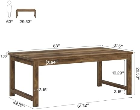 Tribesigns Modern Computer Desk, 63 x 31.5 inch Large Office Desk Computer Table Study Writing Table Workstation for Home Office, Brown Wood