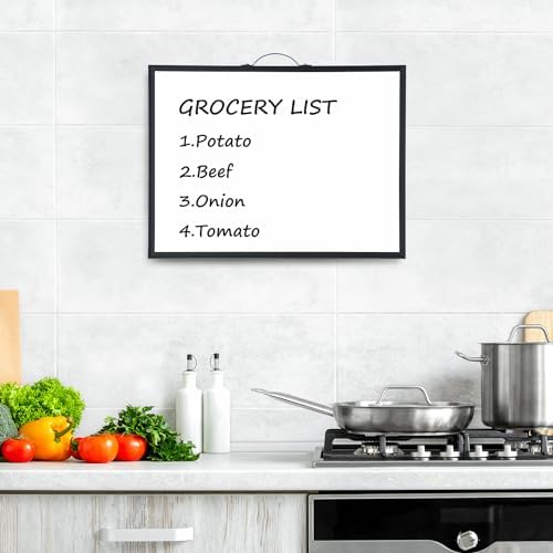 TSJ OFFICE White Board Calendar - 12 X 16 Inches Magnetic Dry Erase Board Monthly Calendar, Double Sided Whiteboard with a Handle, to Do List Notepad for Office, Home, School, Black Aluminum Frame