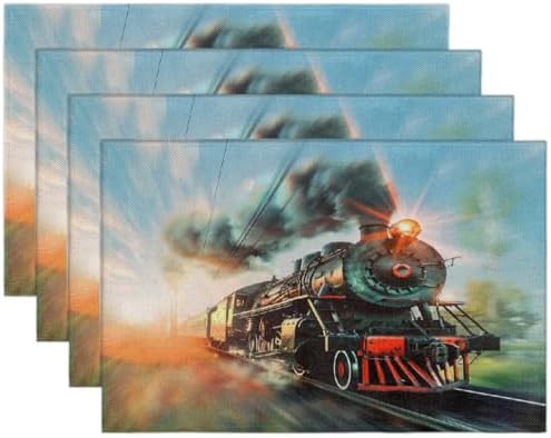 Placemats Set of 4 Washable Linen Place Mats Cloth Table Mats 12x18 Inch