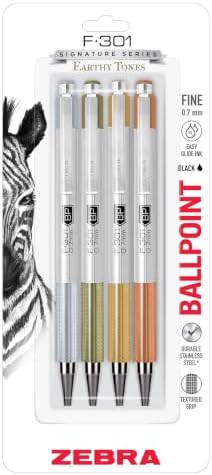 Zebra Pen F-301 Signature Series Ballpoint Pen, Black, 0.7mm, 4-Pk (27304)