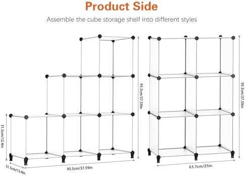 HOMIDEC 6-Cube Storage Organizer, Closet Organizer Storage Shelf Bookcase Bookshelf with Metal Hammer, Storage Cubes Organizer Cabinet for Kids, Closet, Bedroom, Bathroom, (11.8x11.8x11.8 inch)