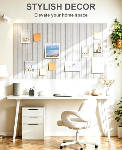 0.47" Thick Felt Pin Board 36"x24" Large Cork Board Alternative 6 Pack 11.81"x11.81"Felt Bulletin Board Wall Tiles Notice Board with 30 Pushpins for Home Office School(Fine-Light Camel)
