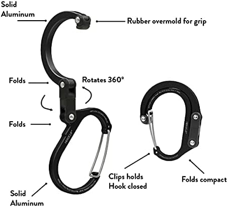 GEAR AID HEROCLIP 360° Swivel Carabiner Gear Clip and Hook (Medium) for Camping, Backpack, Suitcases and Garage Organization