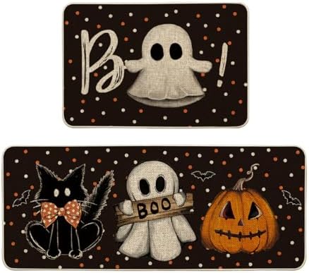 Artoid Mode Boo Pumpkin Halloween Kitchen Mats Set of 2-24x35+24x59