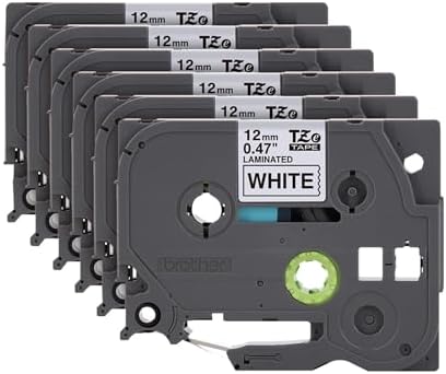 Brother Genuine P-Touch, TZe-231 6 Pack Tape ½” (0.47”) x 26.2 ft. (8m) 6-Pack Laminated P-Touch Tape, Black on White, Perfect for Indoor or Outdoor Use, Water Resistant, TZE2316PKB (TZE231)