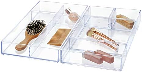iDesign Clarity Kitchen Drawer Organizer, 8" x 8" x 2", Clear