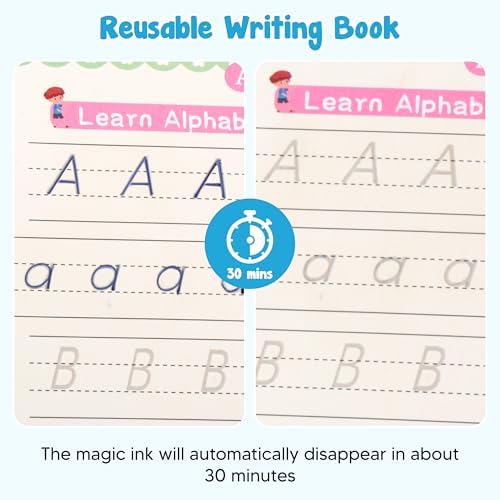 Magic Grooved Writing Practice Books for Kids, Reusable Tracing Workbooks
