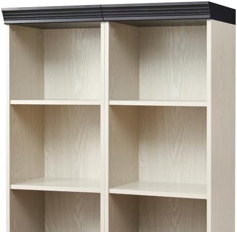 KEIKI Farmhouse Bookcase with Storage Cabinets, Modular Bookshelf, White