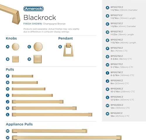 Amerock 3-3/4" Blackrock Champagne Bronze Drawer Pull