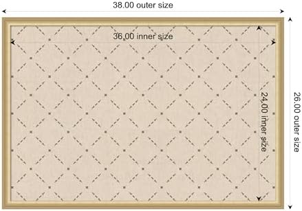 Kate and Laurel Framed Fabric Pinboard 38 x 26, Green Lattice Pattern Printed Linen Classic Bulletin Board for Use as a Vision Board or Wall Organization, Florence Gold Frame