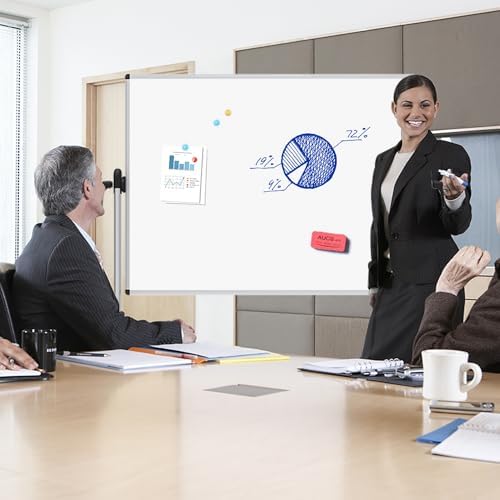 VIZ-PRO Double-Sided Magnetic Mobile Whiteboard, 48" x 32"