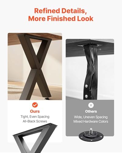 VEVOR Table Legs, 29.5" H x 29.9" W Steel Furniture Legs, Modular Design, Easy Assembly, 2204 lbs Max Load Heavy Duty, for Home Office Desk, Coffee Dinner Bar Tables, Workbench,2 PCS, X Frame, Black