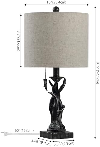 JONATHAN Y Gaston Rustic Faux Antler Resin Table Lamp 20.5", Antique Black
