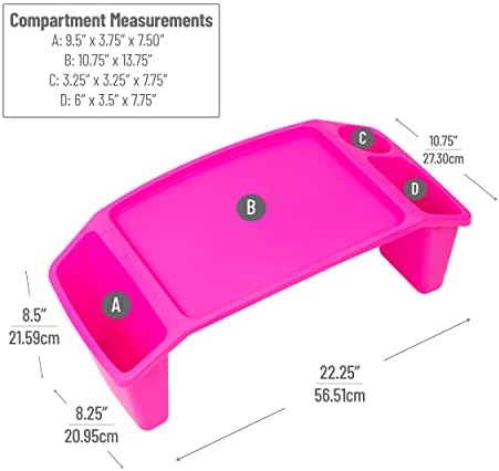 Mind Reader Kids Lap Desk, Portable Activity Tray with Side Storage, Stackable Plastic Desk for Drawing, Snacks, Study, Set of 2, Pink