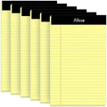 Alitte Yellow Legal Notepads 5x8, Pack of 6 - Perforated Narrow Ruled Writing Pad - Premium Thick Paper, No Ink Bleeding - Blank Legal Pads For Home, Office, School, Business - 50 Sheets Per Notebook