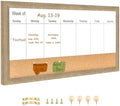 Magnetic Weekly Whiteboard and Cork Board, Brown Wood Frame, 24" x 12"