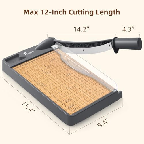 Firbon 12 Inch Wood Guillotine Paper Cutter, Heavy Duty Paper Trimmer