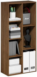 Furinno Luder 7-Cube Book Shelf, Bookshelf, Bookcase, Warm Walnut
