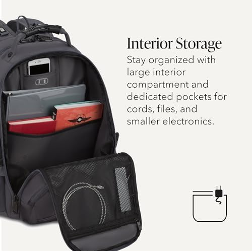 SWISSGEAR 1900 ScanSmart Laptop Backpack, Fits Most 17-Inch Laptops, TSA-Friendly Lay-Flat Design, RFID Protection, and Tablet Pocket, Black, 31L, 18.5-Inch