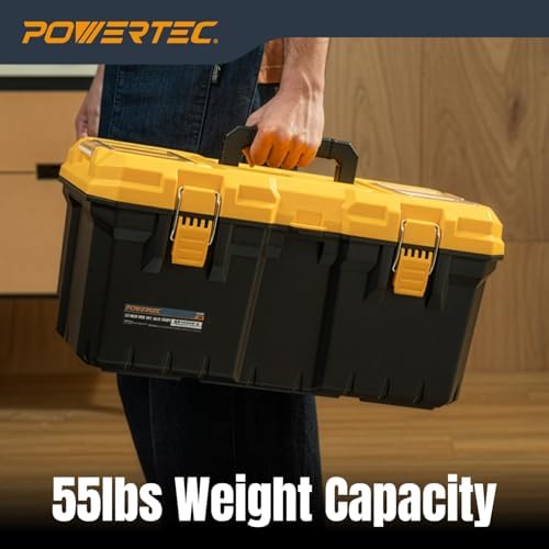 POWERTEC PRO 22-Inch Tool Box with Trays - Lockable, Metal Latch, Organizer, Portable Storage for Tools, Small or Mid-Sized Parts (72363V)
