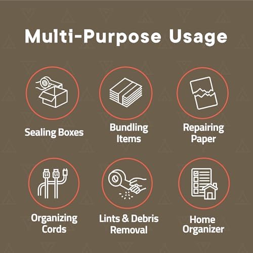Clear Packing Tape Heavy Duty 6 Rolls, 1.7mil Thickness, Strong Adhesive for Shipping, Moving & Packaging, 1.88" Wide x 60 Yards Per Roll, Smooth Unroll, Clear Finish, Fits Standard Dispensers