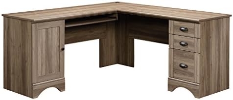 Sauder Harbor View Computer Desk, 66.14"D x 66.14"W x 30.28"H , Salt Oak finish